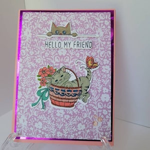 Handmade Kitten Pop Up Card / Card with Envelope / Pup Up Card / All Occasion Card / Free Postage Card