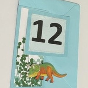Handmade 12th Birthday Card with Envelope, 12 Birthday, Twelve, Twelfth, Dinosaur, Flowers,