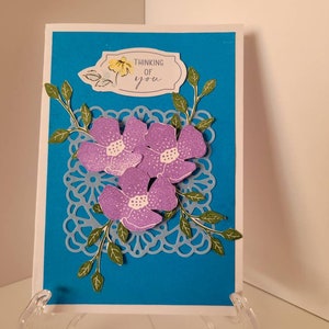 Handmade Thinking of You Card with Envelope, Flowers, Floral,