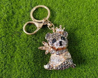 Rhinestone Bear Key Holder Rhinestone Crystal Keychain, Teady Bear