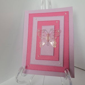 Handmade 3D Butterfly Card / Card with Envelope / Happy Birthday Card / Pink and Purple Card / Free Postage