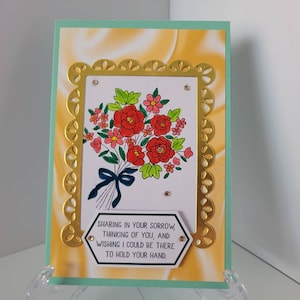 Handmade Sympathy Card with Envelope, Condolences,  Flowers, Hand Painted