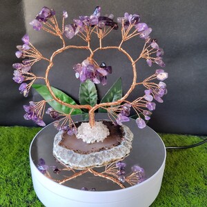 Money Tree Amethyst Agate Slice, Crystal Money Tree, Bonsai Crystal Money Tree, Free Postage