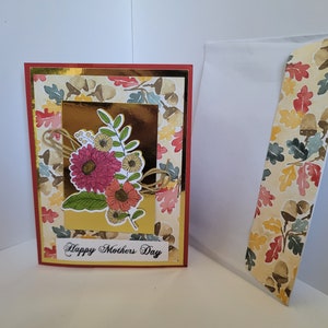 Handmade Mothers Day Card / Card with Envelope / Popout Card / Unique Handmade Gift/ Mothers Day Card, Flower Card,