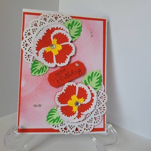 Handmade Happy Birthday Card with Envelope, Pansy Handmade Card, Flower Card, Blank Flower Card, Flower Card,