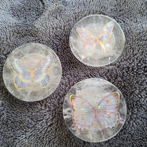 Soporte para teléfono móvil de cristal, soporte para teléfono, agarre para teléfono, soporte para teléfono con forma de mariposa, soporte para teléfono de cuarzo transparente, soporte para teléfono holográfico