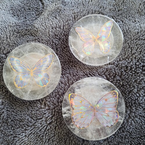 Crystal Mobile Phone Grip, Phone Holder, Phone Grip, Butterfly Phone Holder, Clear Quartz Mobile Grip, Holographic Phone Holder,