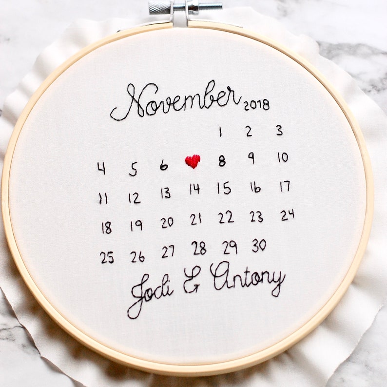 Embroidered Anniversary Calendar