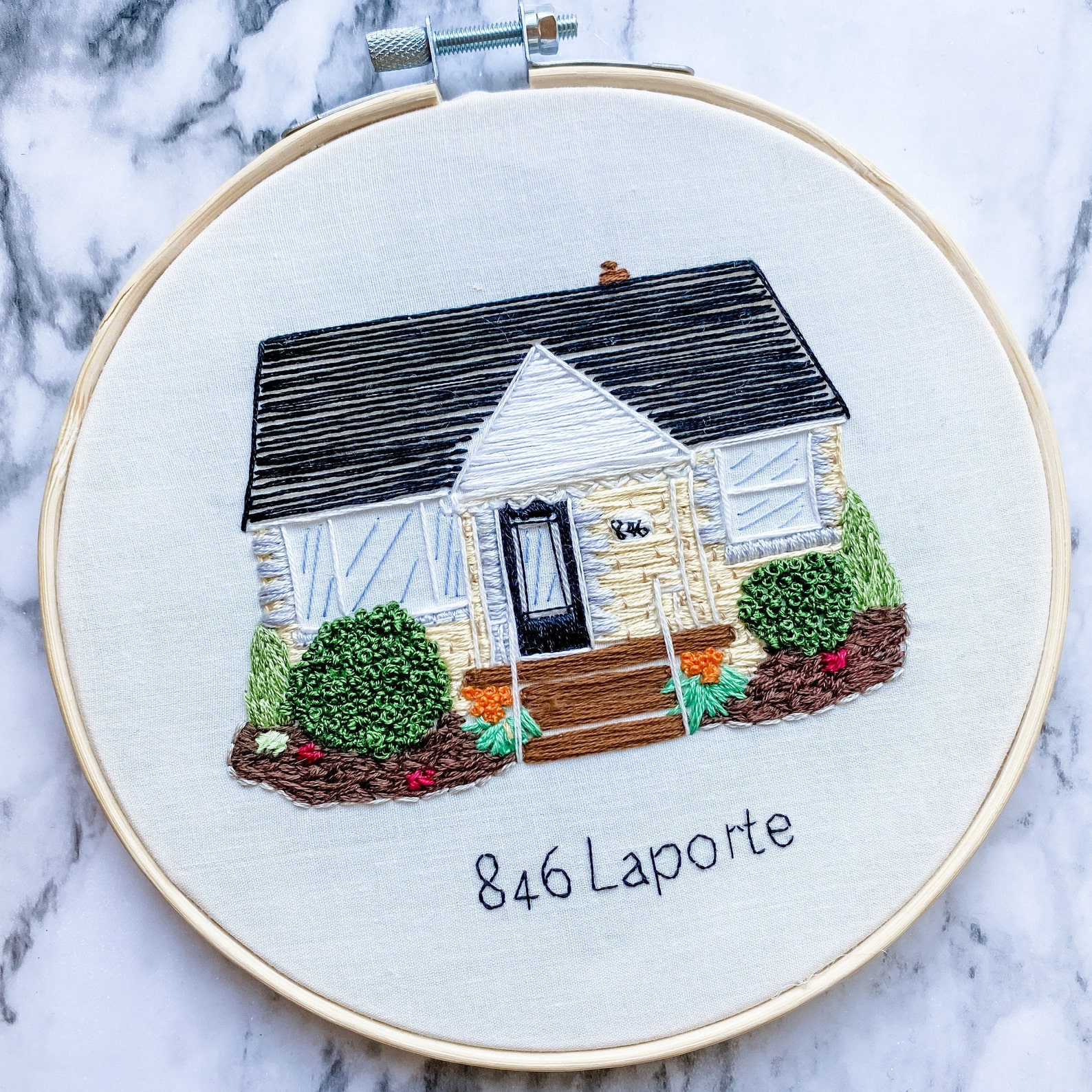 Embroidered House Portrait Hand Embroidered House Portrait Etsy UK