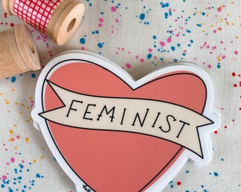 Feminist Heart Sticker | Vinyl Sticker | Heart Banner | Feminism | Laptop Sticker | Water Bottle Sticker | Decal