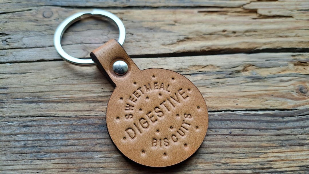 Digestive Key Ring Digestive Biscuit Handmade Leather Keyring | Sweetmeal Biscuit Gift ...
