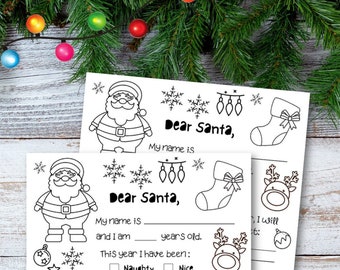 Letter to Santa | Coloring Page | Instant Download | Printable | Kids | Dear Santa