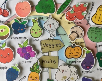 Kids Fruit and Veggie Chart, Peas in the Pod Theme