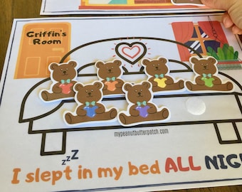 I Slept in My Bed All Night! | Kids' Reward Chart | Orange Teddy Bear Theme