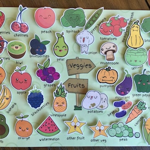 Tableau des fruits et légumes pour enfants, thème de l’avocat