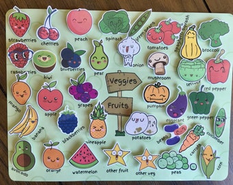 Kids Fruit and Veggie Chart, Avocado Theme