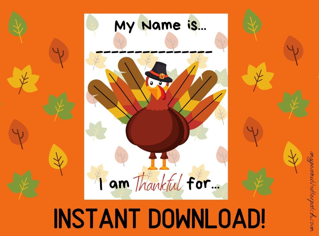 Turkey "i Am Thankful For..." Printable | Instant Download - Etsy