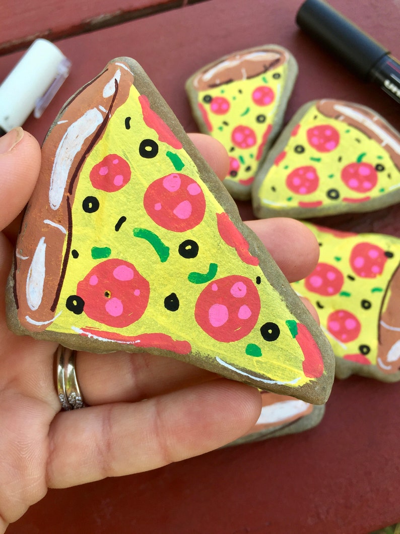 Pizza Rocks Story Stones Food Rocks | Etsy