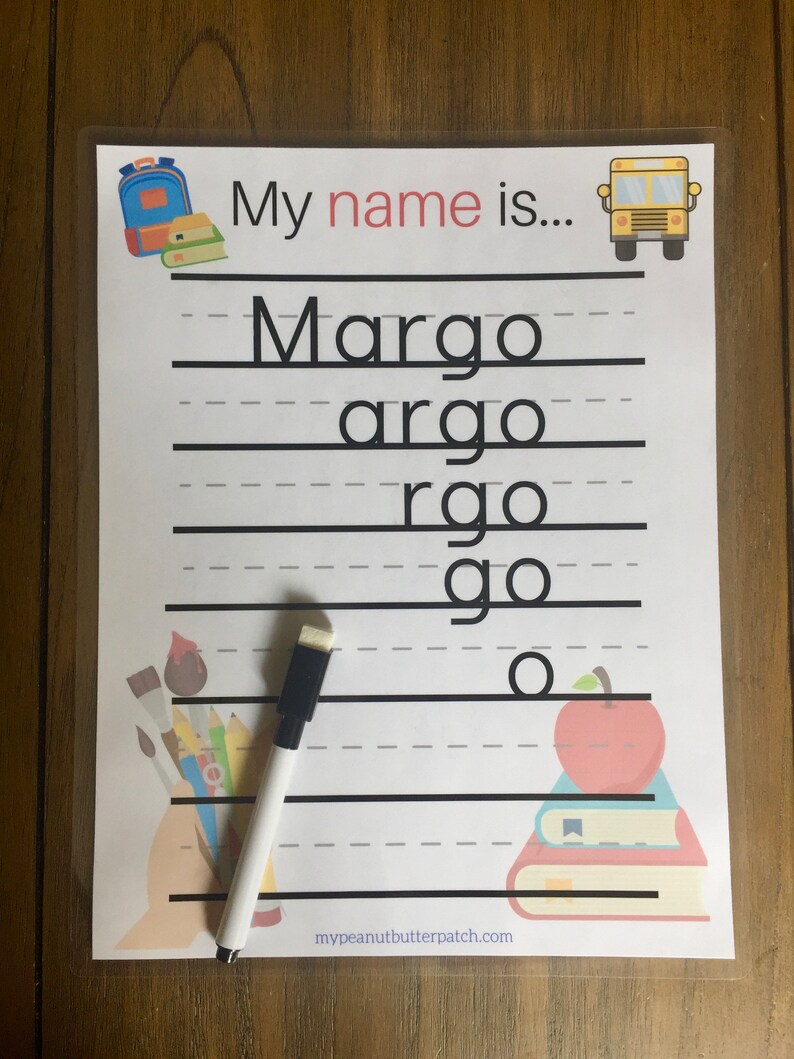 Dry Erase Learn to Write My Name Practice Worksheets School Etsy Denmark