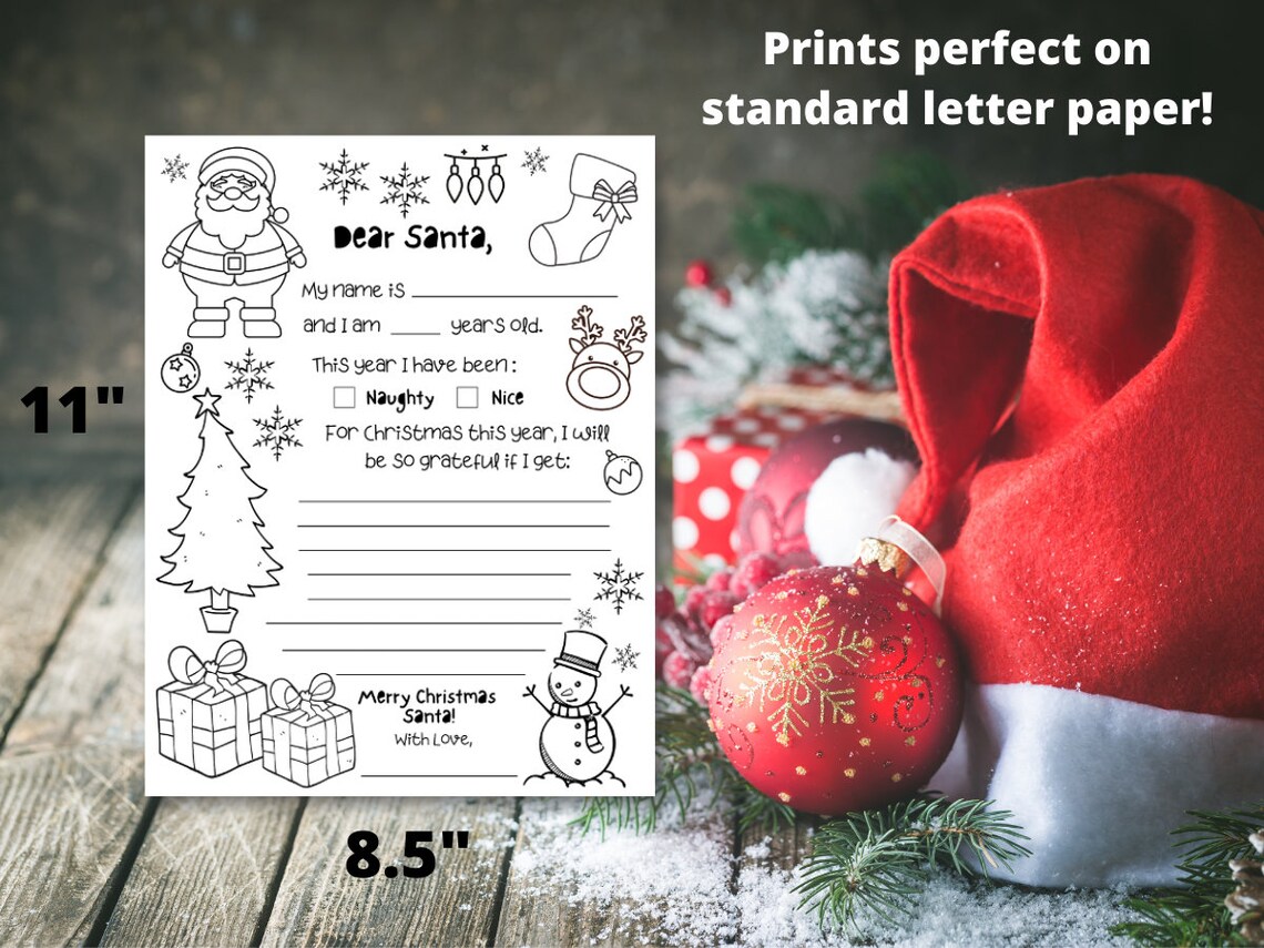 Letter to Santa | Coloring Page | Instant Download | Printable | Kids ...