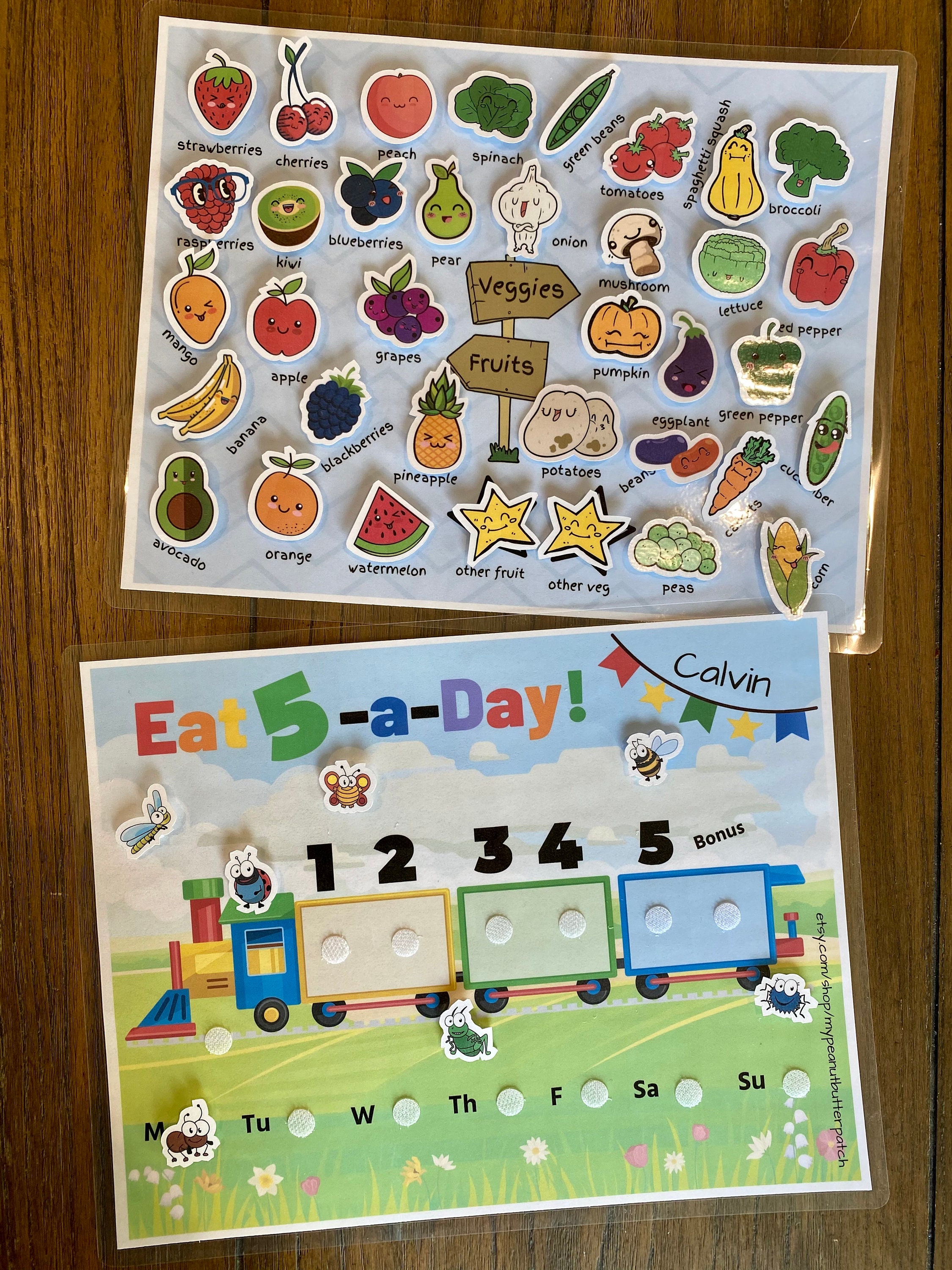Kids Fruit and Veggie Tracker Chart | Train Theme - Etsy Canada