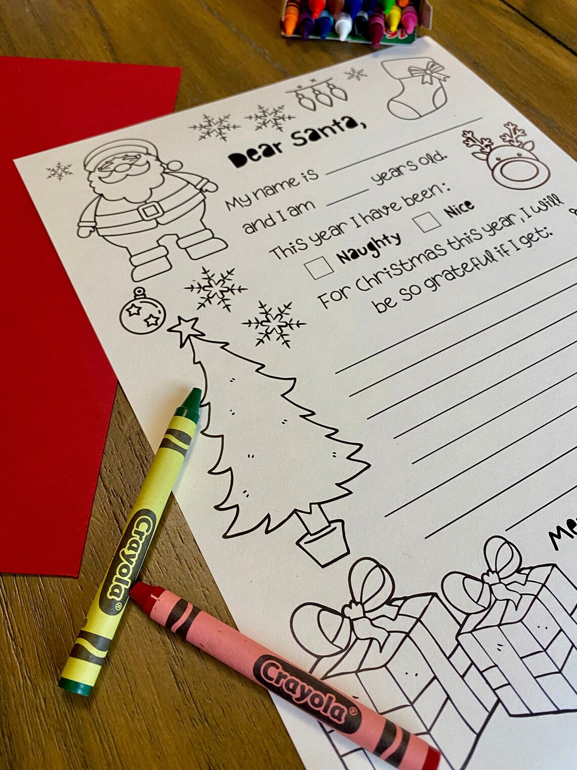 Letter to Santa Coloring Page Instant Download Printable | Etsy UK