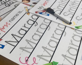 Apagamento a seco Aprenda a escrever meu nome Planilhas práticas, tema escolar