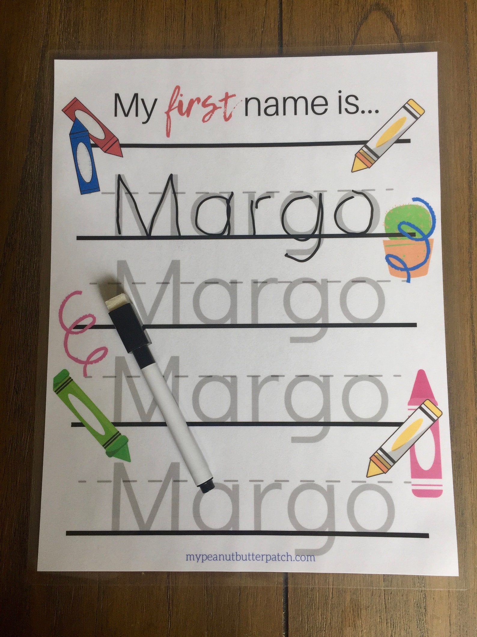 Dry Erase Learn to Write My Name Practice Worksheets, School Theme Etsy
