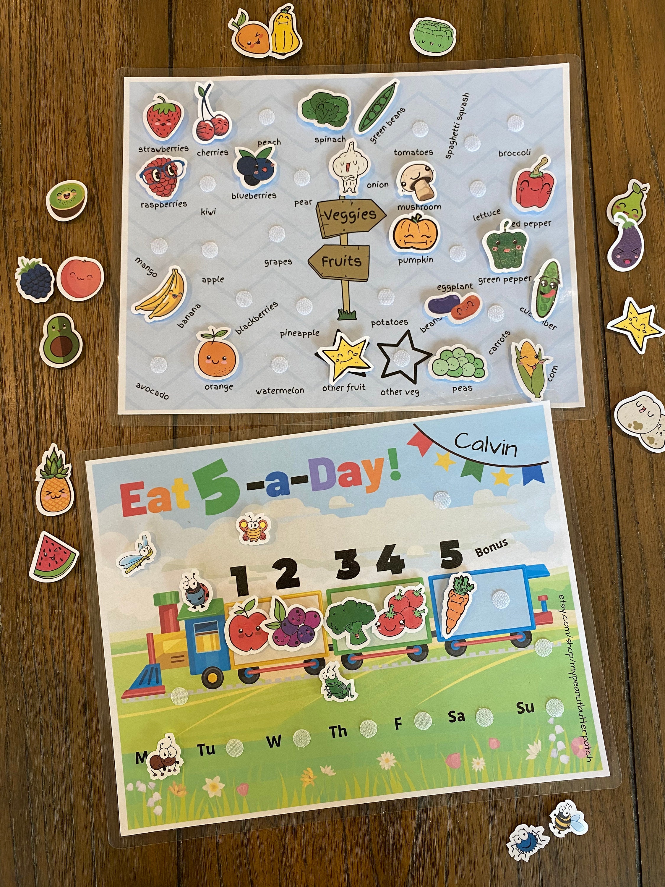 Kids Fruit and Veggie Tracker Chart | Train Theme - Etsy Canada