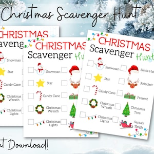 Christmas Scavenger Hunt | Kids Christmas Activity | Printable