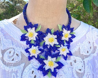Handcrafted Floral Wedding Jewelry Beaded Flower Choker