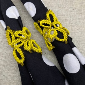Beaded Lace Napkin Rings: Eco-Friendly Glass Seed Beads, Set of 4