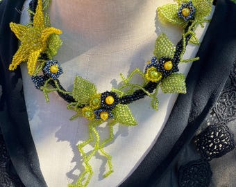 Floral Garland Beaded Necklace