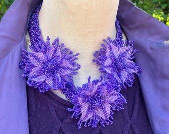 Flower Choker Necklace Handcrafted in eco-friendly glass beads