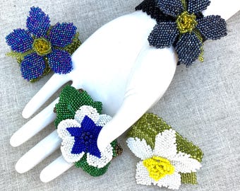 Corsage Beaded Stretch Bracelet Handcrafted in Glass Seed Beads