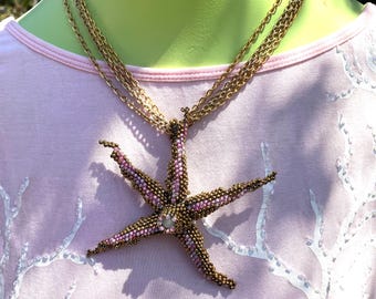 Starfish Handcrafted Beaded Brooch Pin for the Nature Lover