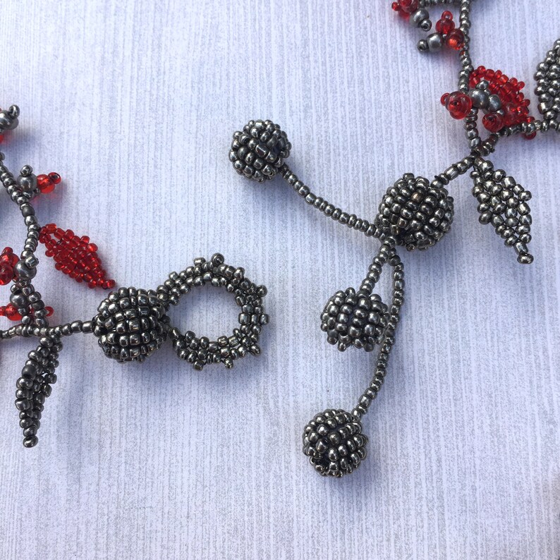 Nature Inspired Leaves and Vines Tree Spirit Necklace and Bracelet Set Handcrafted Eco-Friendly Glass Seed Beads Perfect for a Fall Wedding image 6