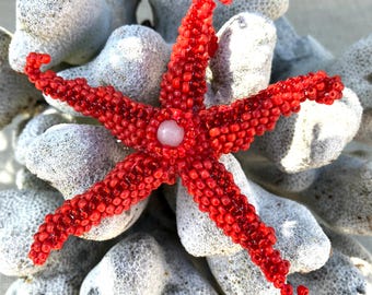 Starfish Handcrafted Beaded Brooch Pin for the Nature Lover