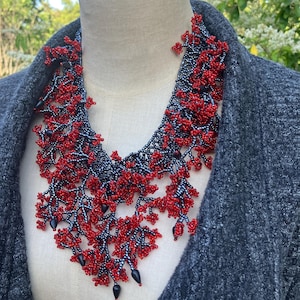 Winter Wedding Jewelry of Wisteria Flowers Handcrafted with Eco-Friendly Seed Beads Richly Textured on a Woven Trellis The Perfect Statement
