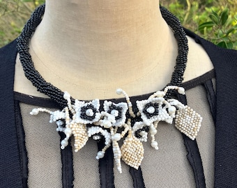 Wedding Necklace and Corsage Bracelet Set Handcrafted in Glass Beads