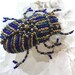 Indigo & Bronze Egyptian Scarab Beetle Handcrafted Glass Bead Statement Pin Spiritual Symbol of Transformation and Immortality  Protection 