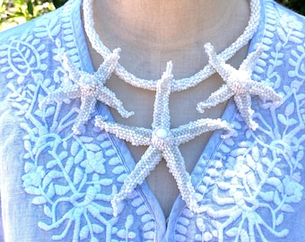 Bold Starfish Beaded Nature Inspired Necklace Handcrafted in Glass Beads