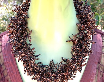 Handcrafted Leafy Fringe Choker made with eco-friendly glass seed beads