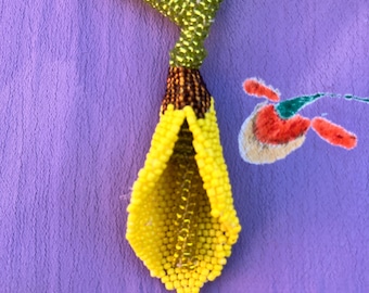 Cala Lily Beaded Statement Necklace Handcrafted in Eco-Friendly Glass