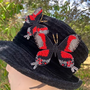 Beaded Butterfly Brooch: French Wire Swallowtail Pin, Nature Lover Gift