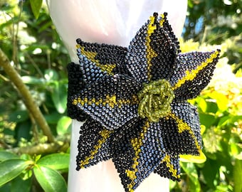 Floral Corsage Beaded Stretch Bracelet Handcrafted in Eco-Friendly Glass