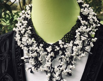 A Winter Wedding Statement Necklace of Wisteria Flowers Handcrafted with Eco-Friendly Glass Seed Beads The Perfect Gift for the Bridesmaids