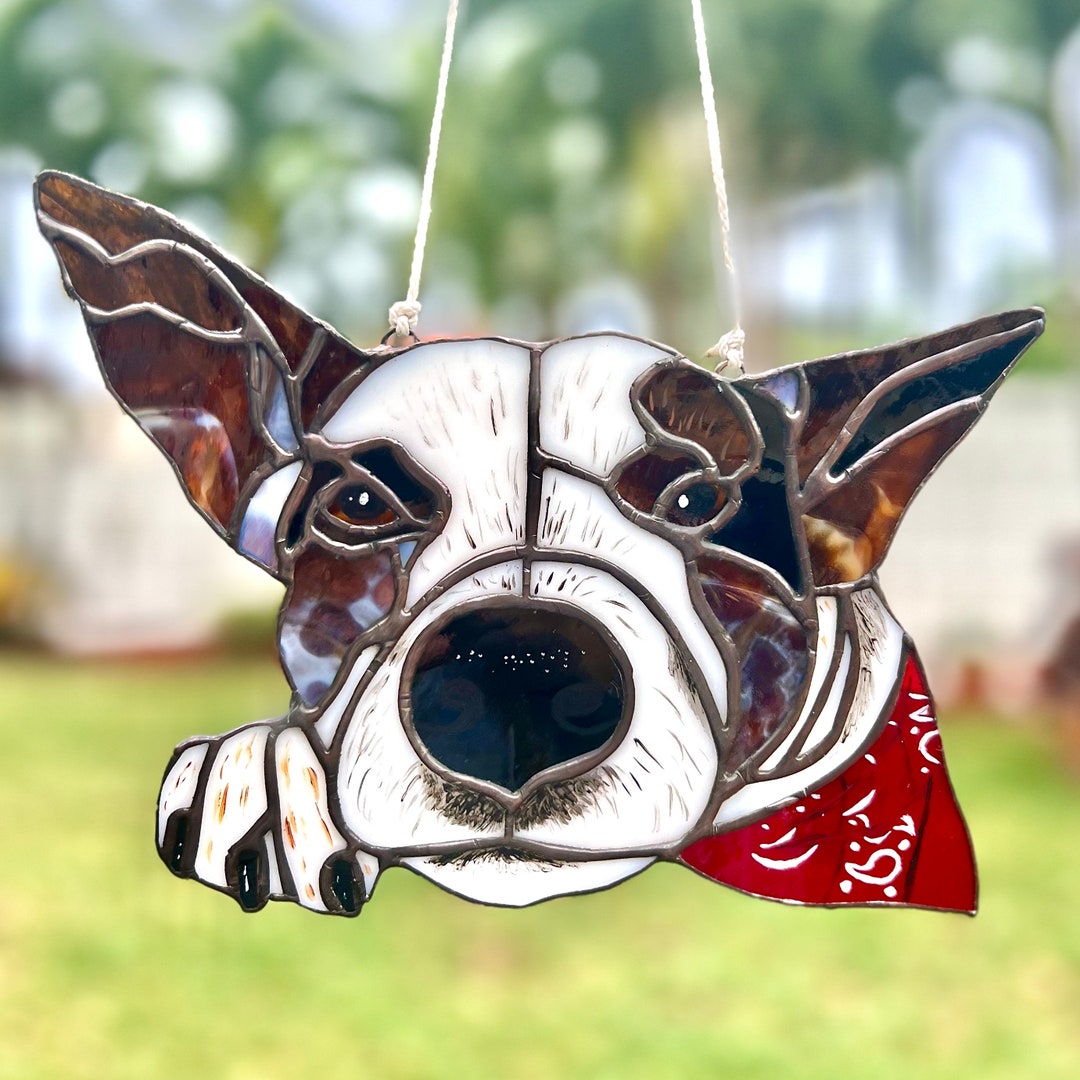 Handmade Custom Stained Glass Pet Portrait Memorial Christmas Gift Etsy