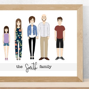 Custom Family Portrait, Family Portrait, Family Drawing, Housewarming Gift, Custom Couple Portrait, Printable, Valentine&#39;s Day Gift