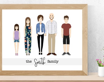 Custom Family Portrait, Family Portrait, Family Drawing, Housewarming Gift, Custom Couple Portrait, Printable, Valentine's Day Gift